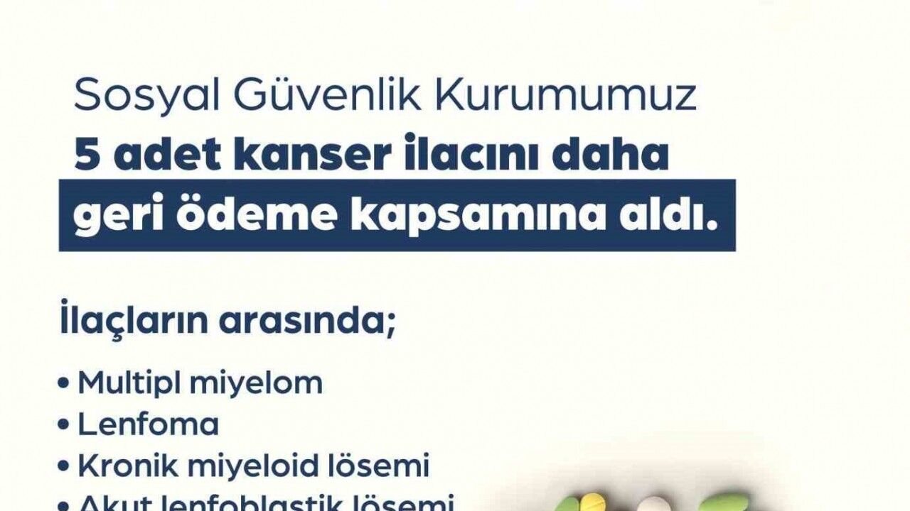 5 kanser ilacı daha geri ödeme listesine alındı