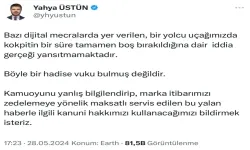 THY'den uçağın kokpitinin bir süre boş kaldığı gündeme oturdu