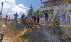 Kamyonun kopardığı elektrik teli yangına neden oldu