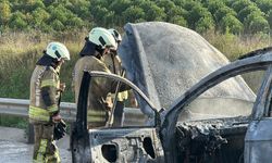 Kuzey Marmara Otoyolu'nda lüks araç alev alev yandı