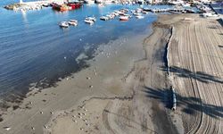 Tekirdağ’da deniz 20 metre çekildi, sahil havadan görüntülendi