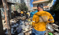 Mezitli’de bir evden 4 kamyon, 10 ton atık çıkarıldı