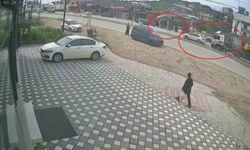 İş makinesi yüklü tır sürücüsünün faciayı önlediği anlar kamerada