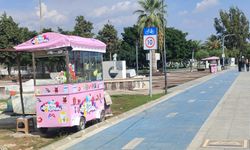 Mersin sahillerinde seyyar satış arabaları pembe renge büründü