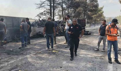 Mersin'de kaza sonrası araçlar alev aldı, yangın ormana sıçradı: 1 ölü, 2 yaralı