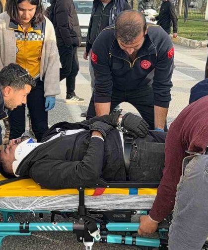Yayaya çarpmamak için motosikleti devirdi: 1 yaralı