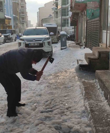 Ardahan'da dondurucu soğuk ağaçları kırağıyla kapladı