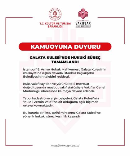 Galata Kulesi davasında mahkemeden İBB'ye ret kararı