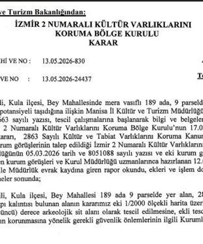 Kula'da tarihi yapı kalıntısının bulunduğu alan sit alanı olarak tescillendi