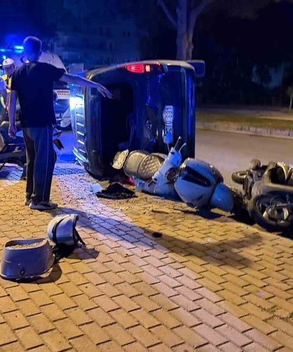 Otomobil takla attı, ortalık savaş alanına döndü