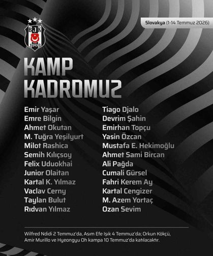 Beşiktaş'ın kamp kadrosu belli oldu