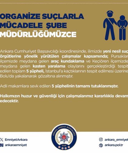 Ankara Emniyet'inden yeni nesil suç örgütlerine operasyon: 5 kişi tutuklandı