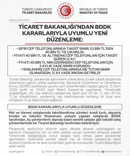Ticaret Bakanlığı'ndan cep telefonu taksitlerine yeni düzenleme