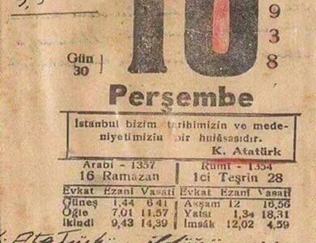 Yıl 1938, günlerden 10 Kasım…