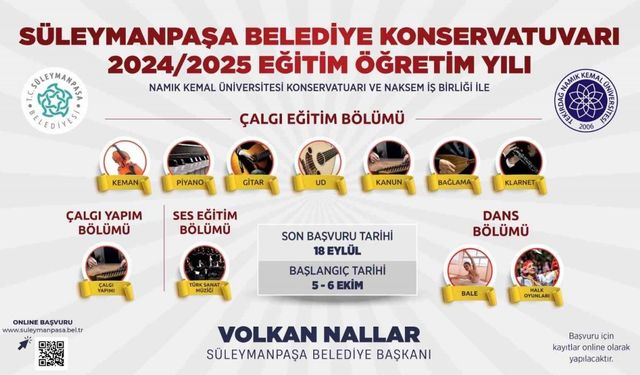 Süleymanpaşa Belediye Konservatuvarı kayıtları başladı