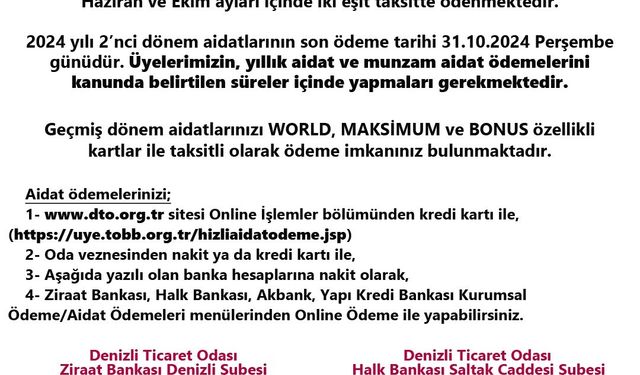 Denizli Ticaret Odasından aidatlarda son hafta uyarısı