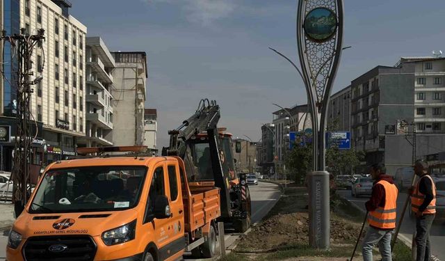 Yüksekova’da refüj yenileme çalışması