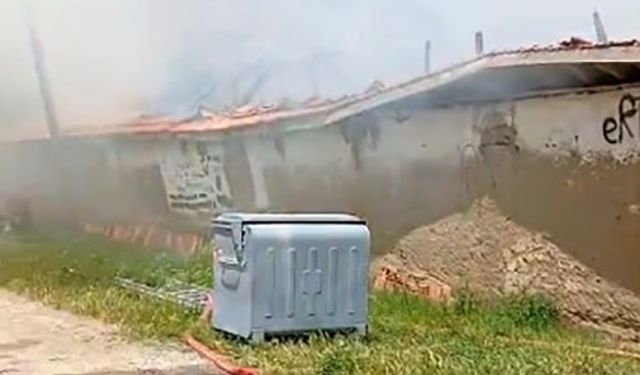 Ahırda çıkan yangın paniğe neden oldu