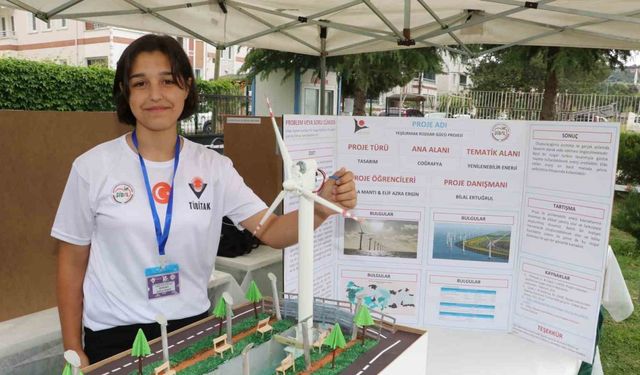 Amasyalı öğrenciler Yeşilırmak Nehri’nin üstünde elektrik üretecek rüzgar türbini tasarladı