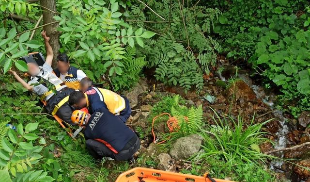 Arazide ağaç keserken yaralanan adamı ekipler kurtardı