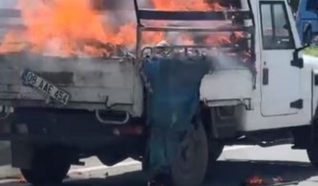 Artvin’de seyir halindeki kamyonun kasasındaki kartonlar alev aldı