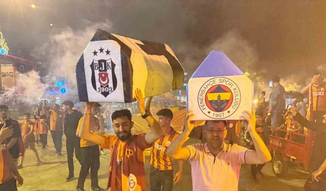 Iğdır’da Galatasaraylı taraftarlar şampiyonluğu Fenerbahçe ve Beşiktaş tabutu ile kutladı
