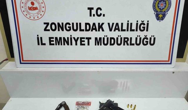 Zonguldak’ta asayiş uygulamasında ruhsatsız silah ve uyuşturucu ele geçirildi