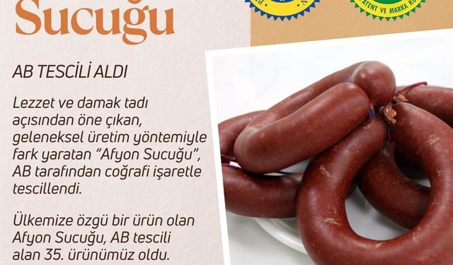 Bakan Yumaklı: "Afyon sucuğu’, Avrupa Birliği’nden coğrafi işaret tescili alarak 35. tescilli ürünümüz oldu"