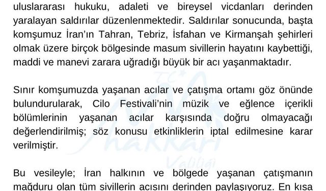 Hakkari Cilofest-2025 eğlence programı iptal edildi