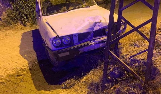 Otomobil elektrik direğine çarptı: 3 yaralı