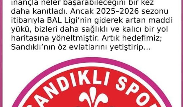 Sandıklıspor, BAL ligine katılmama kararı aldı