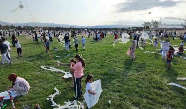 Suluova’da uçurtma şenliğinde gökyüzü renklendi, çocuklar ve aileleri eğlendi