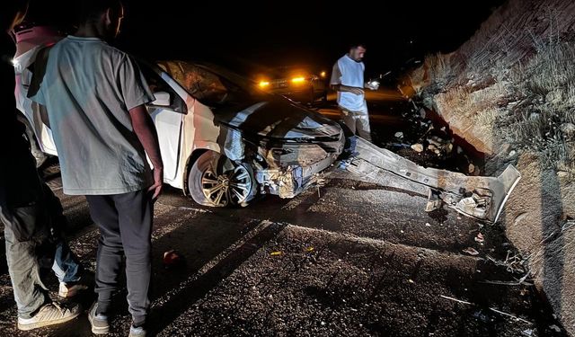 Yola çıkan hayvana çarpmamak için manevra yapan araç beton duvara çarptı