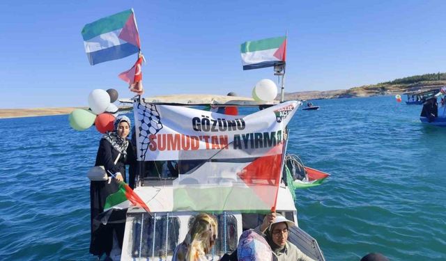 Adıyaman’da teknelerle ’Global Sumud Filosu’na destek