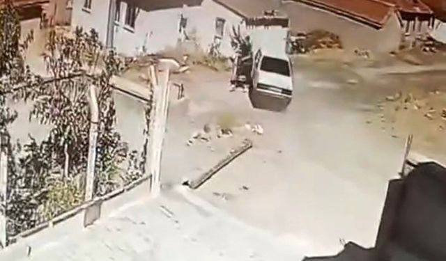 Seyir halindeki araçta yılan paniği kamerada: Sürücü araç durmadan indi