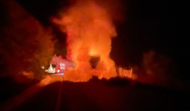 Türkeli’de kamyonet alev alev yandı