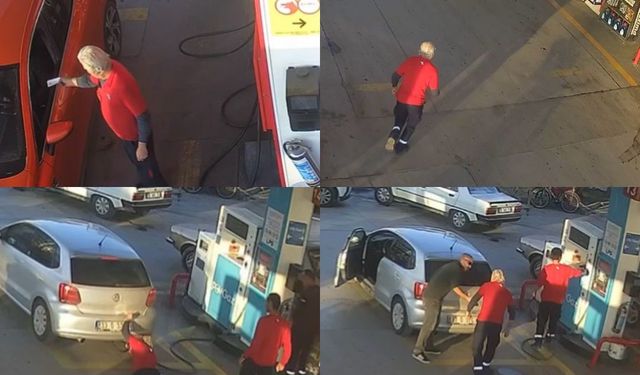 LPG pompası takılıyken hareket eden araca pompacı son anda müdahale etti