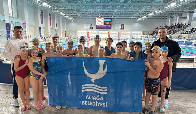 Aliağalı yüzücüler zirveye kulaç attı