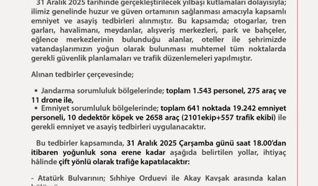 Başkentte yılbaşı tedbirleri: 19 bin 242 emniyet personeli görev alacak