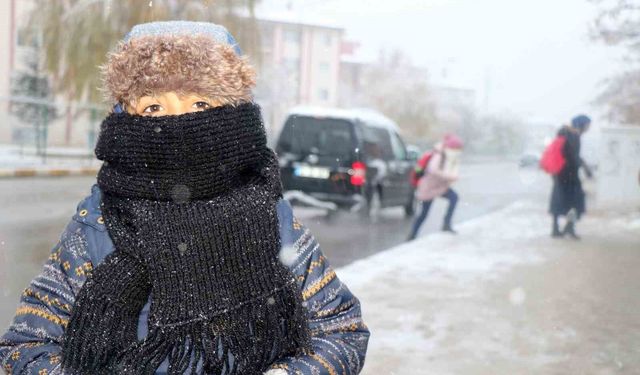 Erzincan güne karla uyandı