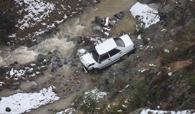 Metrelerce yüksekten dereye uçan otomobilden kendini atarak kurtardı
