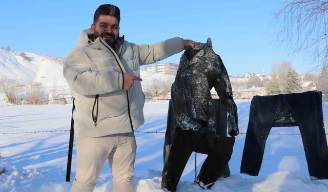 Sibirya soğukları Sivas'ı dondurdu, çamaşırlar kaskatı kesildi