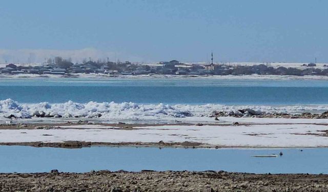 Arin Gölü'nde buz dalgaları: Sahilde metrelerce buz yığını oluştu