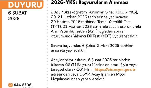 YKS başvuruları başladı
