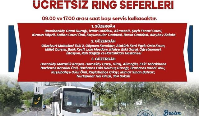 Mezarlıklara ücretsiz otobüs seferleri düzenlenecek