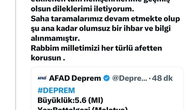 Malatya Valisi Yavuz'dan deprem açıklaması