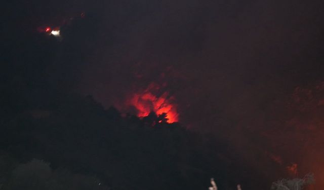 Denizli'deki orman yangını gece saatlerinde rüzgarın etkisiyle tekrardan etkili oldu