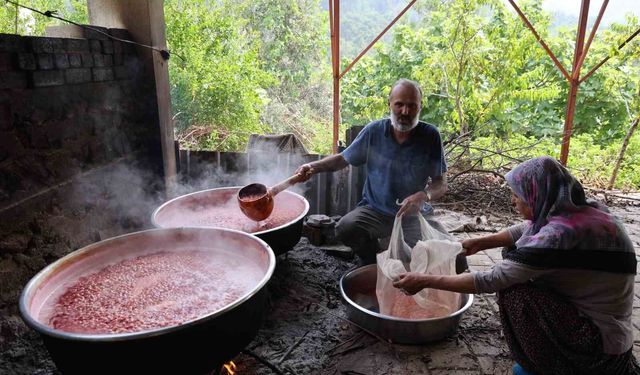 Adana'da kara kazanlarda sağlık deposu kızılcık şerbeti mesaisi başladı