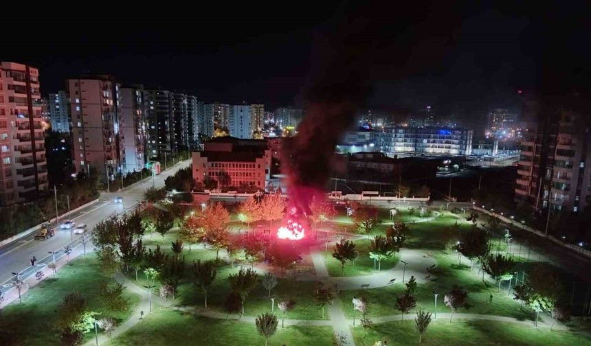 Diyarbakır’da çocuk oyun parkı alevlere teslim oldu