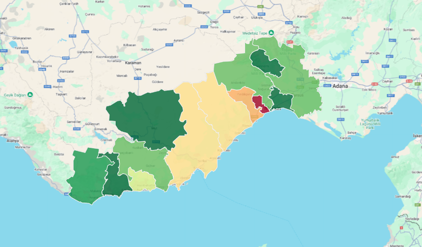 Mersin ilçelerinin konut kiralarında sıralaması nedir?